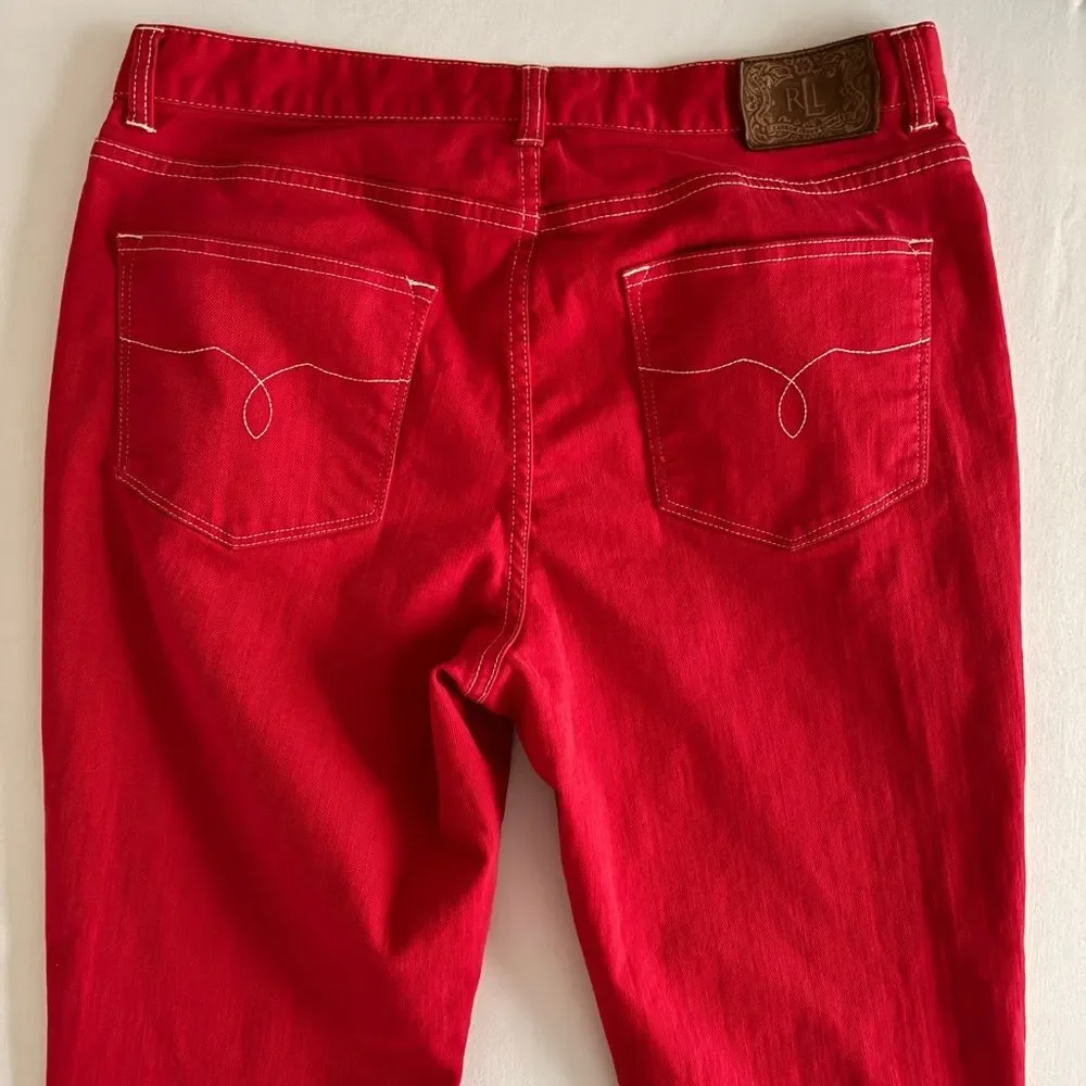 Ralph Lauren Jeans Women’s 10 Red Straight Leg Denim Patriotic Preppy Classic